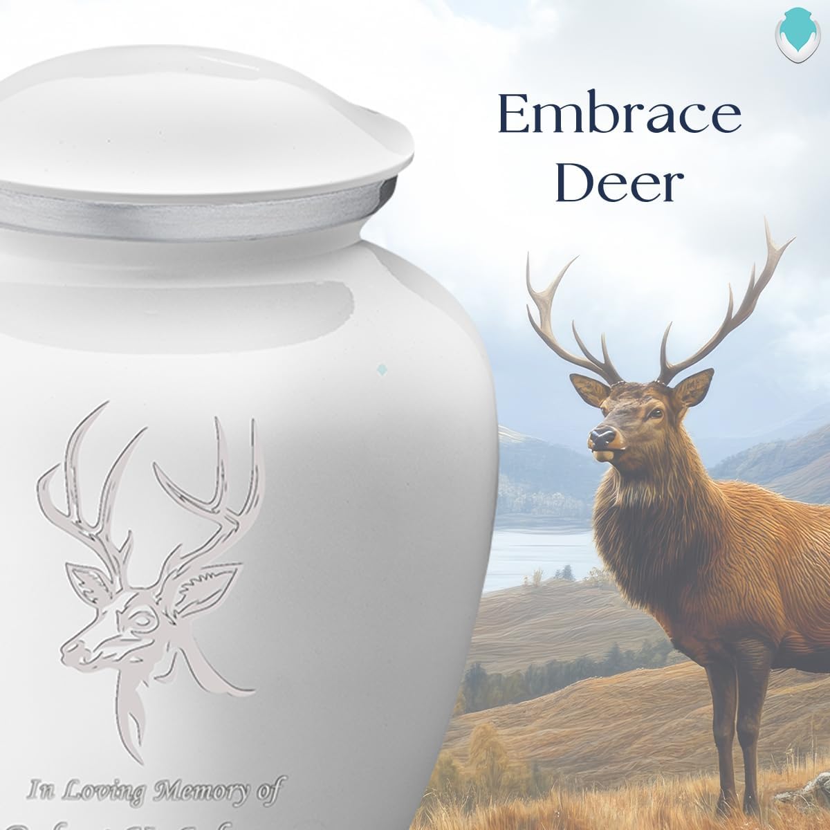 Geturns - Adult Personalized Deer Cremation Urns for Human Ashes I Large White Funeral Urn for Men and Women I 200 lbs