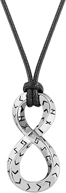 HAQUIL Viking Runes Infinity Symbol Pendant Necklace, Norse Jewelry Gift