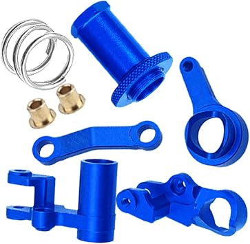 RC Steering Bellcranks Upgrades Part for 1/10 4WD Slash/Rustler/Stampede/Hoss 4x4 VXL,Aluminum Steering Bellcranks Drag Link with Ball Bearings,Replace #6845X,Navy Blue