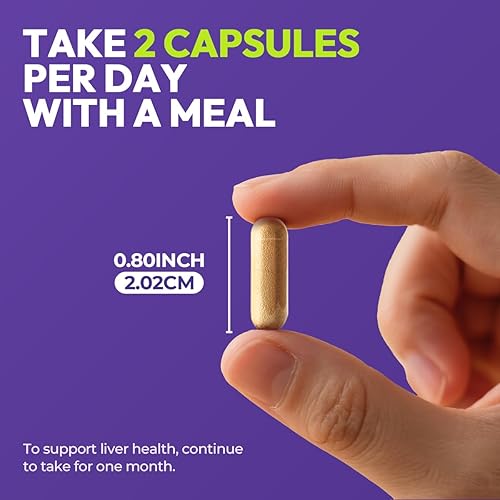 Miniatura 4 de Suplemento de apoyo hepático – Desintoxicación y reparación de limpieza hepática con cardo mariano, cúrcuma, diente de león y alcachofa | Fórmula