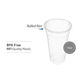 [100 Count] 12 Ounce Crystal Clear PET Cups for Iced Coffee, Cold Drinks, Slush, Smoothy\'s, Slurpee, Party\'s, Plastic Disposable Cups