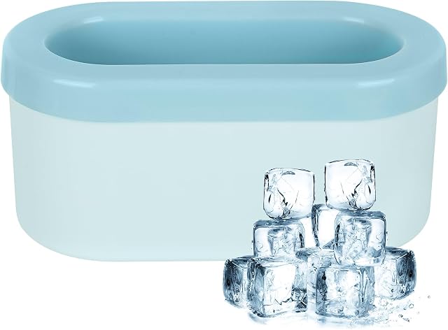 Cylinder Ice Cube Mold Ice Trays, Silicone Ice Bucket, Portable Ice Cube Maker, Press-Type Easy-Release Ice Cup (Blue Large)