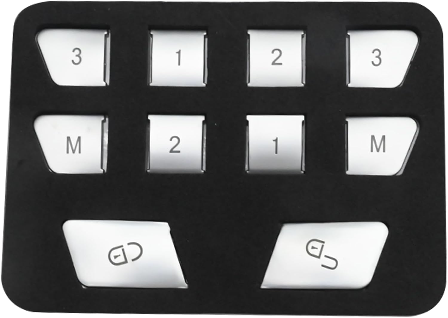 Seat Memory Button Sticker Lock Unlock Button Cover Cap Replacement for Mercedes Benz A B C E Class GLK ML GLS CLS GL GLE GLA CLA C117 W204 W212 W246 X167 W218 X156 (Silver)