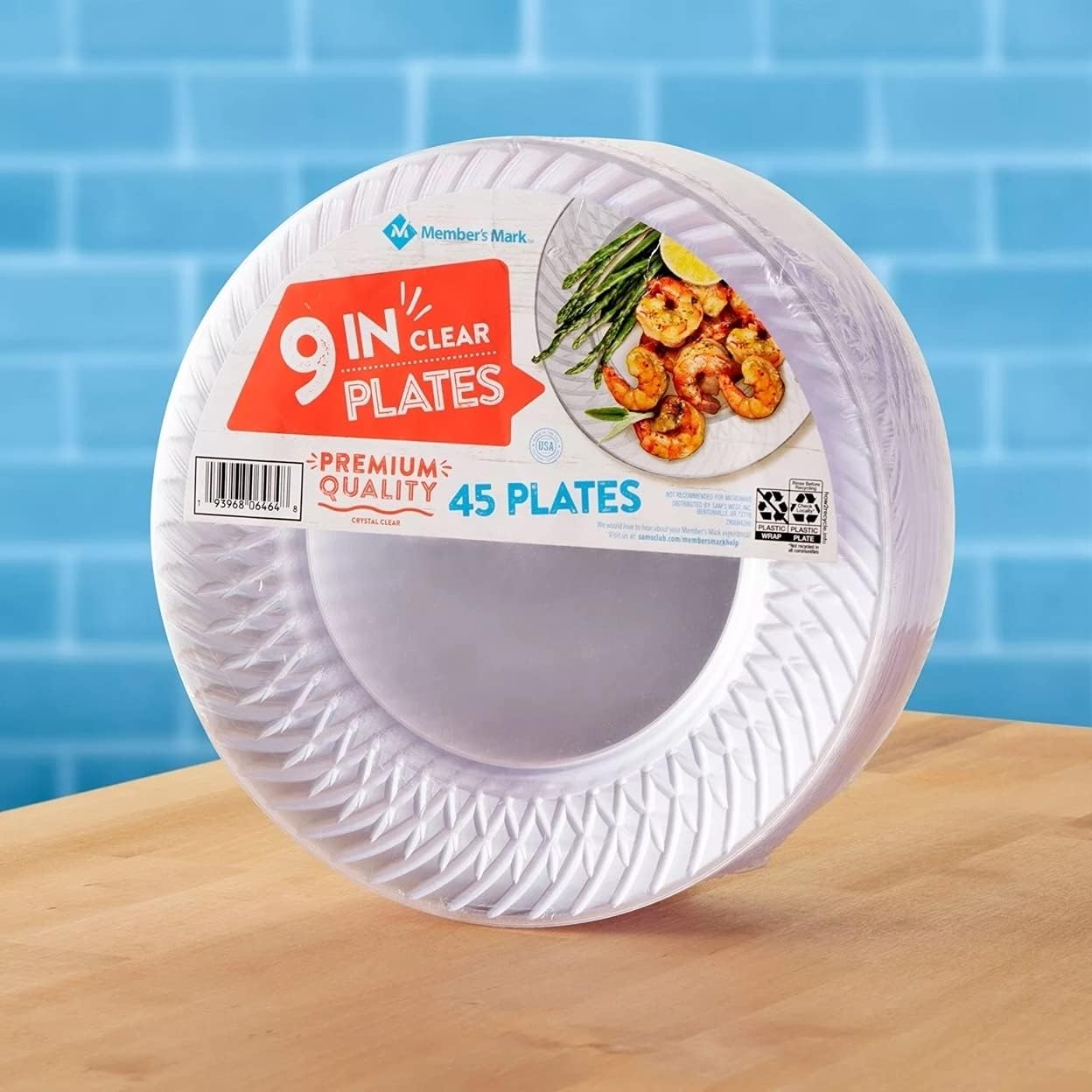 Member's Mark Clear Plastic Plates, 9" (45 Count)