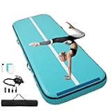 Quashley Air Gymnastics Mat 8 Inch Thick Gym Tumbling Mat With Two Velcro Connectors Flexible 10tf/13ft/16ft/20ft Inflatable Floor Mats for Training/Cheerleading/Home Electric Pump