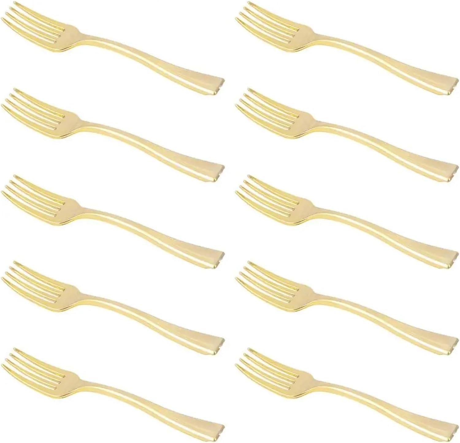Plastic Forks Disposable 48Pcs 4 Inches Mini Gold Disposable Plastic Forks, Heavy Duty Fruit Dessert Cutlery,Plastic Silverware Perfect for Weddings, Parties