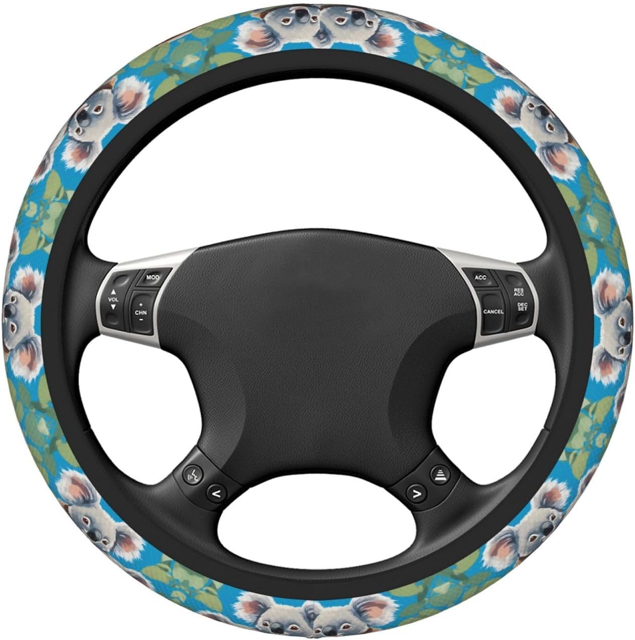 Two Cute Koalas Universal Steering Wheel Cover for Cars, Steering Wheel Protective Cover, Double-Layer Thickened Steering Wheel Cover (15 inches in Diameter),