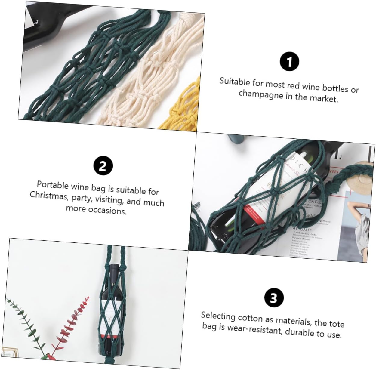 PRETYZOOM 1pc Reusable Bag Mesh Wine Carrier for Red Portable Bottle Holder for Travel and Storage