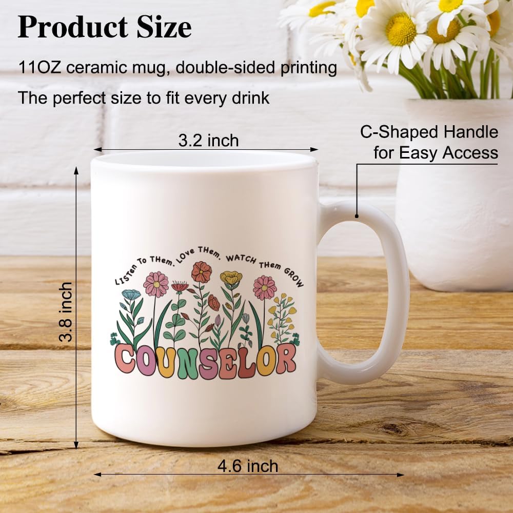 XQLZY Counselor Coffee Mug, Counselor Floral Tea Cup, Counselor Appreciation Gifts, Counselor Graduation Gifts for Women, Back To School present for Counselor, Counselor Birthday present - Image 2