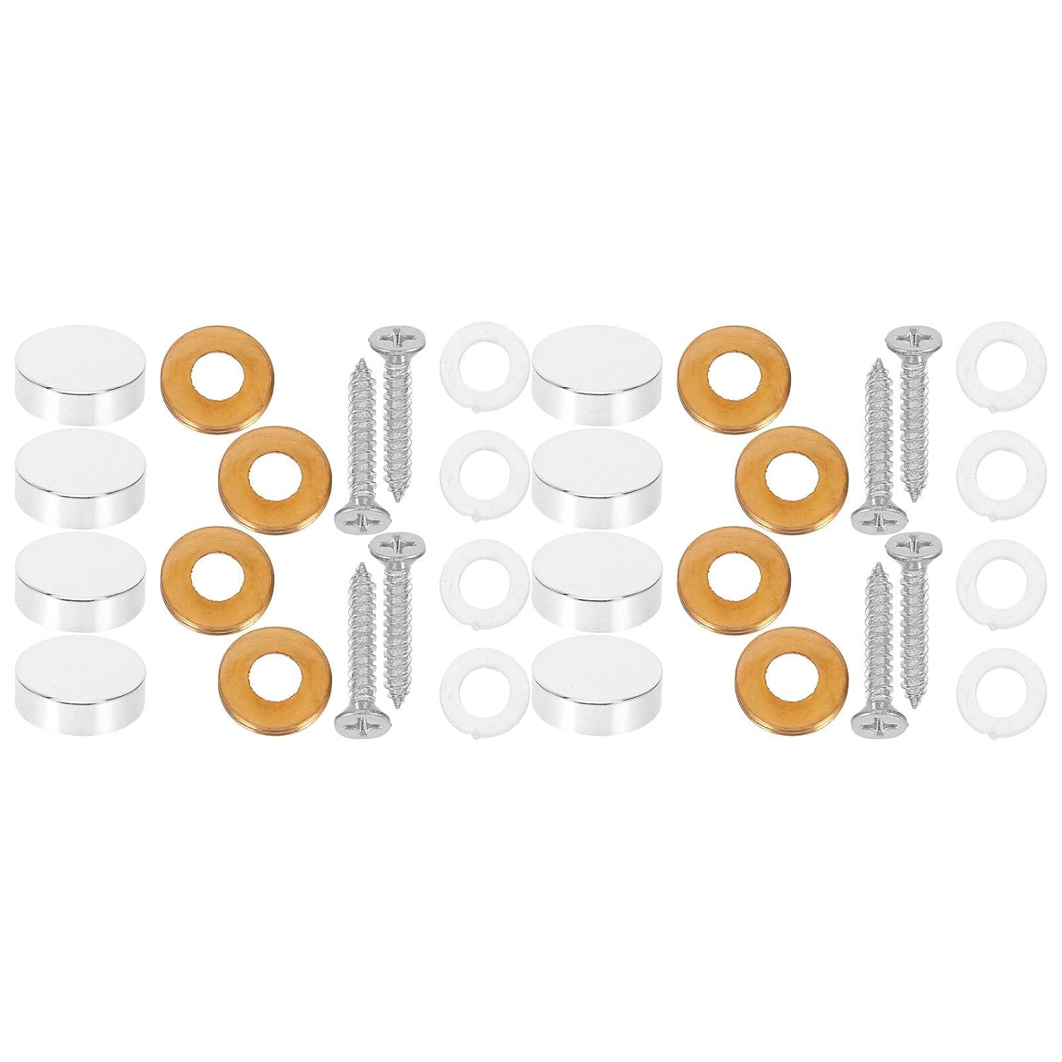 Holibanna 8 Sets Mirror Screws and Caps for Cabinets and Panels, High Precision Flat Design with Corrosion Resistance, Copper and Rubber Material, for Home Interiors and Office Use