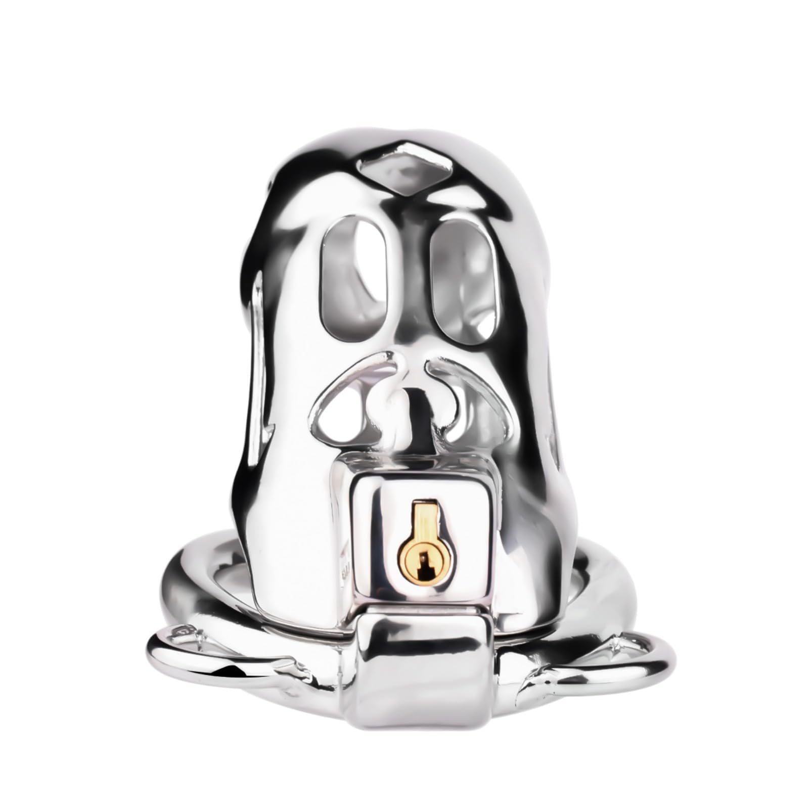 Cage Chastetée en Métal avec Laisse Cage de Chasteté Pénis avec Serrure Invisible et 2 Clés pour Homme Pénis Bondage Sex Toys Chasteté pour Pénis en Acier Inoxydable Respirante (1.7in,B)