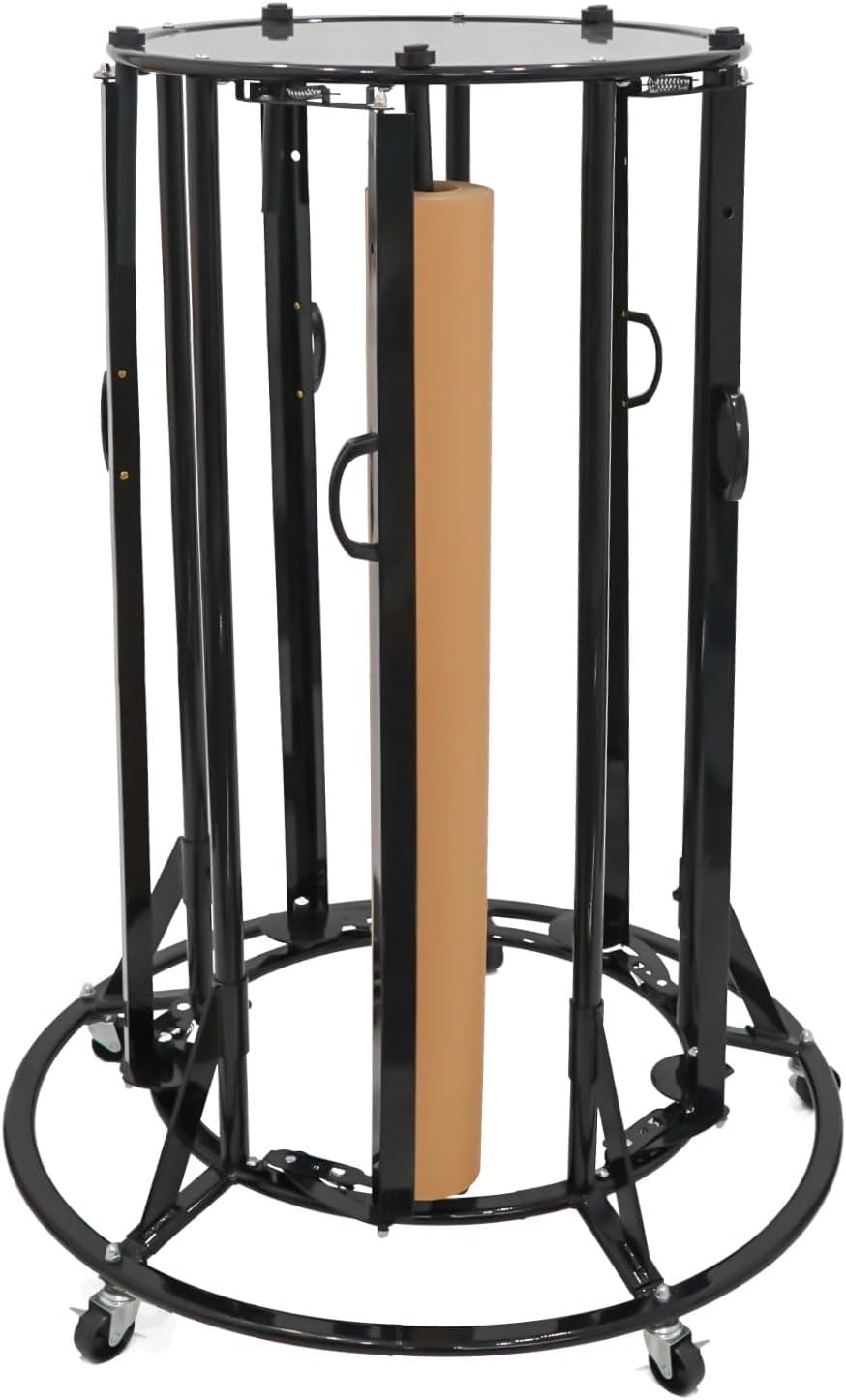 GARVIN Paper Roll Holder, 5-Roll Paper Rack, Kraft Paper Roll Dispenser, Heavy Duty Metal, Suitable for Crafts Activity, Arts, Classroom, Up to 36 Inch Wide Rolls, 32" x 32" x 45", Black