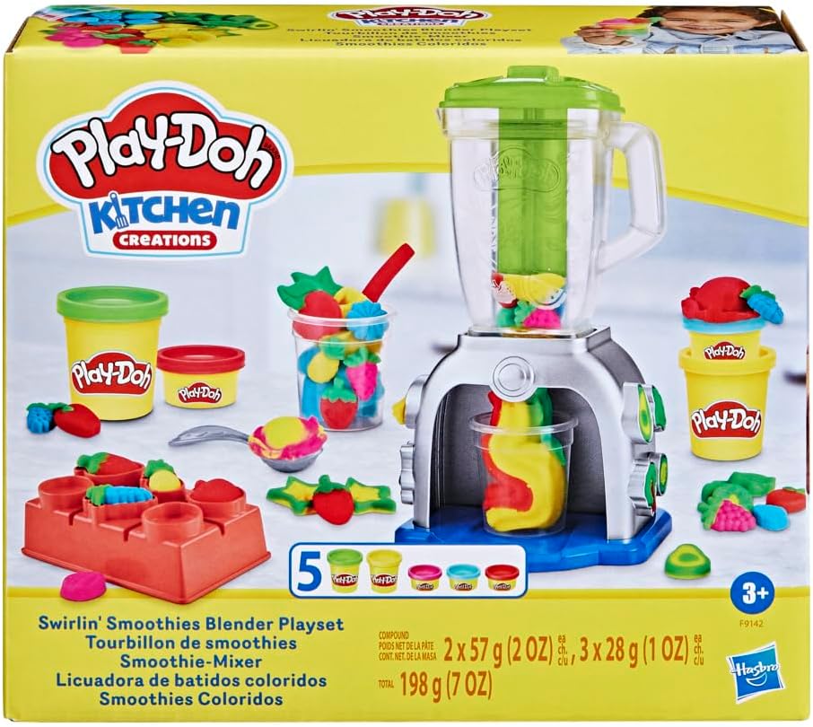 Play-Doh Conjunto de Massinha Smoothies Coloridos, conjunto de massinha com liquidificador de brinquedo e 5 potes de massa de modelar, para crianças acima de 3 anos.