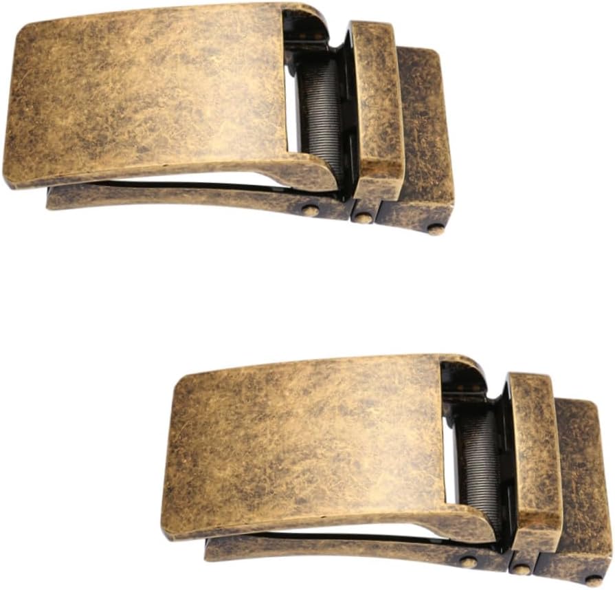 2pcs Men's Alloy Automatic Ratchet Belt Buckle Vintage Bronze Leather Belt Buckles for Business and Casual Use