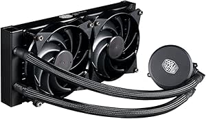 Cooler Master MasterLiquid 240 CPU Cooler, All-in-One Liquid Cooler, Dual Chamber Design, 120mm x 2 MasterFan Air Balance Fans