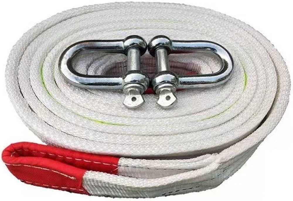 ZZDZW Corda Traino Auto,Fune di Traino per Auto,Cinghia di Traino Auto 5T - 25T,Tow Rope,con Spessi A Forma U Gancio Traino,Heavy Duty Car Essentials Professionale Kits per Recupero (Size : 5m(8T