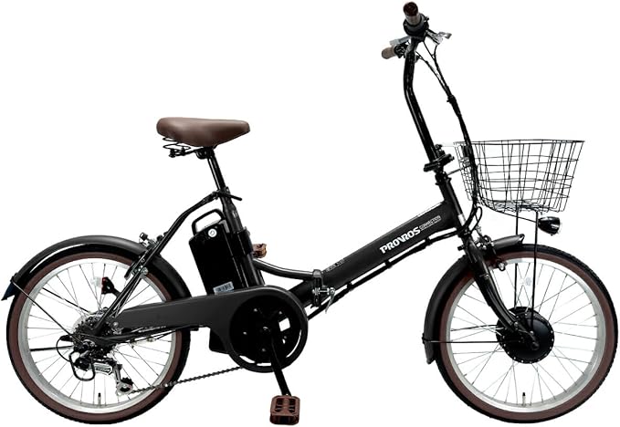 PROVROS(プロブロス) 電動アシスト自転車 20インチ 折りたたみ シマノ6段変速 リチウムイオンバッテリー7.8Ah 前輪駆動 最大46km走行 型式認定 公道可能【メーカー保証1年】P-206E