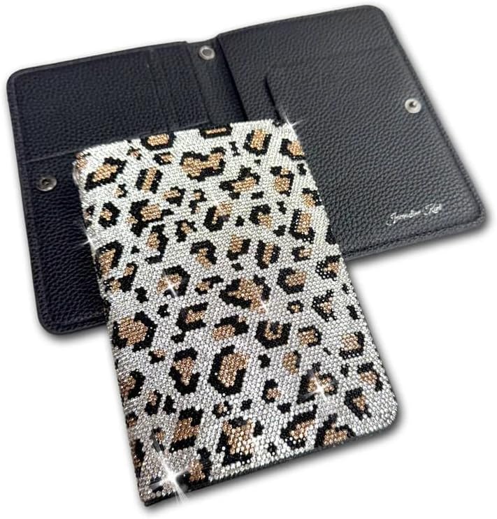 Jacqueline Kent JKPP103.LEPSI Crystal Embellished Passport Holder, Wild Leopard Lux Silver, 6.25 Inches