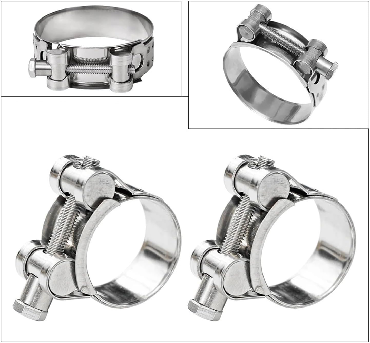 1piece Heavy Duty Bolt Hose Clamps 304 Stainless Steel Strong Adjustable Hex Bolt Wide Band Pipe Clamp for Automotive Plumbing(188-200mm)