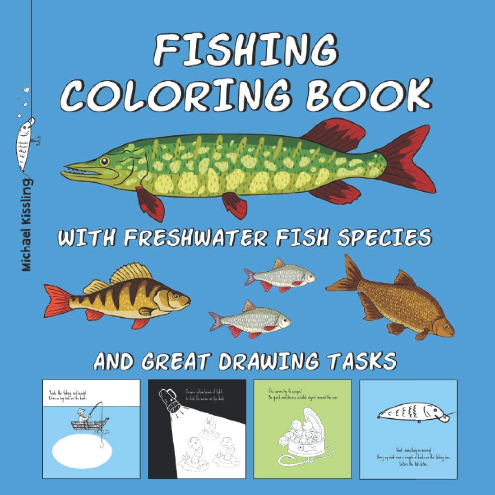 Fish With Task FISHING COLORING BOOK: with Freshwater fish species and great drawing ...