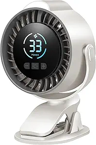 Clip On Rechargeable Fan with LED Night Light 100-Speed (Need Long Press), 720° Universal Adjustment, Protable Fan Quiet Clamp Base 12H Battery, 7 Blades for Desk Dorm Outdoor Camping