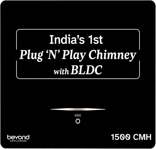 Beyond Appliances Cube BLDC Plug N Play Ductless Kitchen Chimney | 1500 CMH | AutoClean | 5-Stage Charcoal Activated Filter | Touch Control | 3-way…