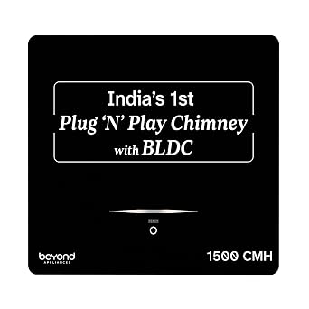 Beyond Appliances Cube BLDC Plug N Play Ductless Kitchen Chimney | 1500 CMH | AutoClean | 5-Stage Charcoal Activated Filter | Touch Control | 3-way Suction | 46dB Low Noise | Black | PAN INDIA SERVICE