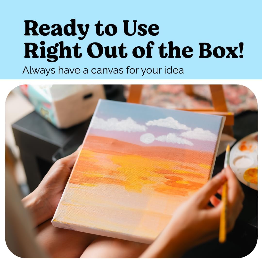 Chalkola 8x10 Canvas for Painting (15 Pack) - Small Canvases for Painting | 100% Cotton, Primed, Acid-Free Panels, Flat Blank 8 x 10 Canvas Board - Art Paint Supplies for Acrylic, Oil, Watercolor