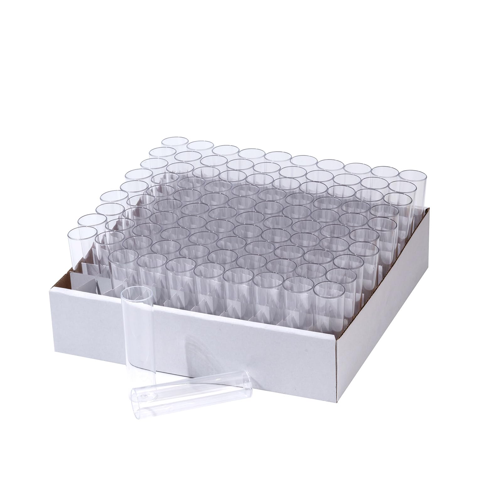 500 Stück Drosophila Röhrchen mit Tray, 28.5 × 95 mm Drosophila Zucht, Reagenzgläser aus Kunststoff, Flacher Boden,Polypropylen, Für Labor Drosophila, 100/Tray