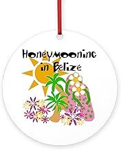 CafePress Honeymoon Belize Round 4" MDF Holiday Ornament
