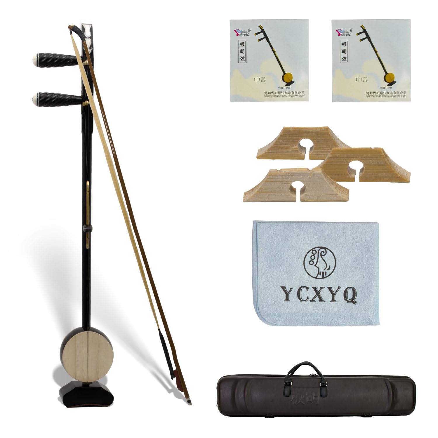 YCXYQ Alto - Ebony Banhu Black Sandalwood Professional Banhu Opera Erhu Pure Handmade Erhu Chinese 2-String Violin Suitable for Beginners Professional Performers