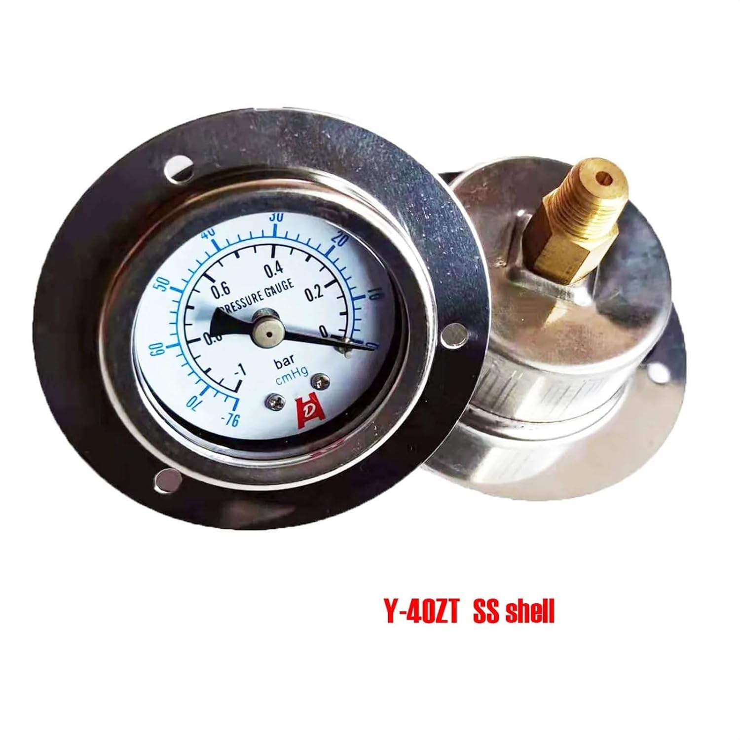 Y40-ZT 1.5" 40mm 30psi Panel Pressure Gauge,2kg/cm2 Panel Manometer,PT1/8 Back Thread with Front Flange(10kg Black)