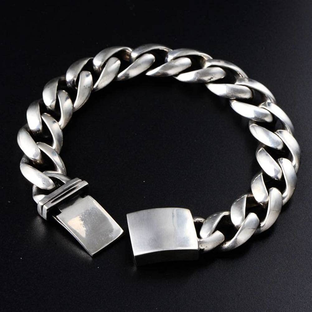 WEISHA WEISHA Pulsera de Plata S925 Pulsera de Hombre de Estilo Simple Tejido Brillante Dominante de Los Hombrespulsera