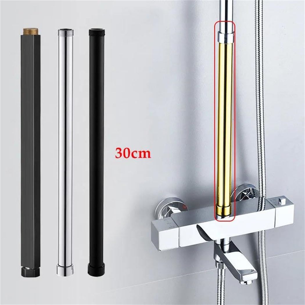 Generic Shower Extension Square Bathroom Shower Rod Premium Stainless Steel Round Shower Extension 30Cm Extension, rquare chrome ploted