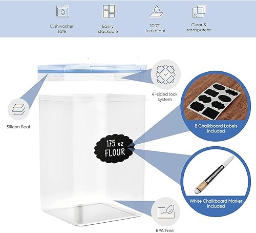 Miniatura 66 de Chef's Path Recipientes herméticos extra grandes de almacenamiento de harina y azúcar con tapas, juego de 2, recipientes de despensa de 6.5L