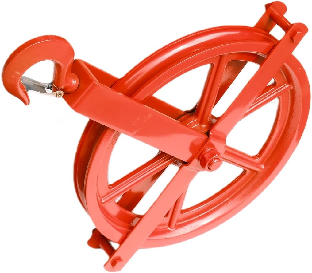 Industrial Grade Heavy-Duty Fixed Pulley Block, Orange Lifting Sheave with Safety Hook for Rigging, Construction, and Warehouse Material Handling Applications - Image 4