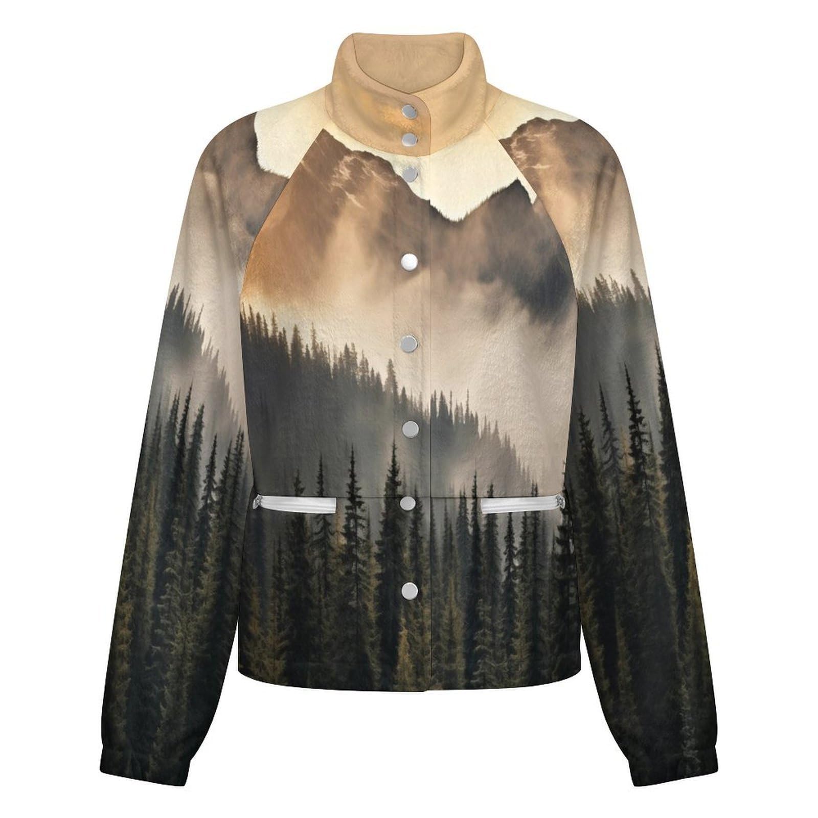 OFFSUM Veste Polaire Pour Femme - Forêt De Montagne Veste Décontractée À Poches, Cardigan Chaud D'Automne Et D'Hiver Pour Les Activités De Plein Air, Haut Doux Et Confortable