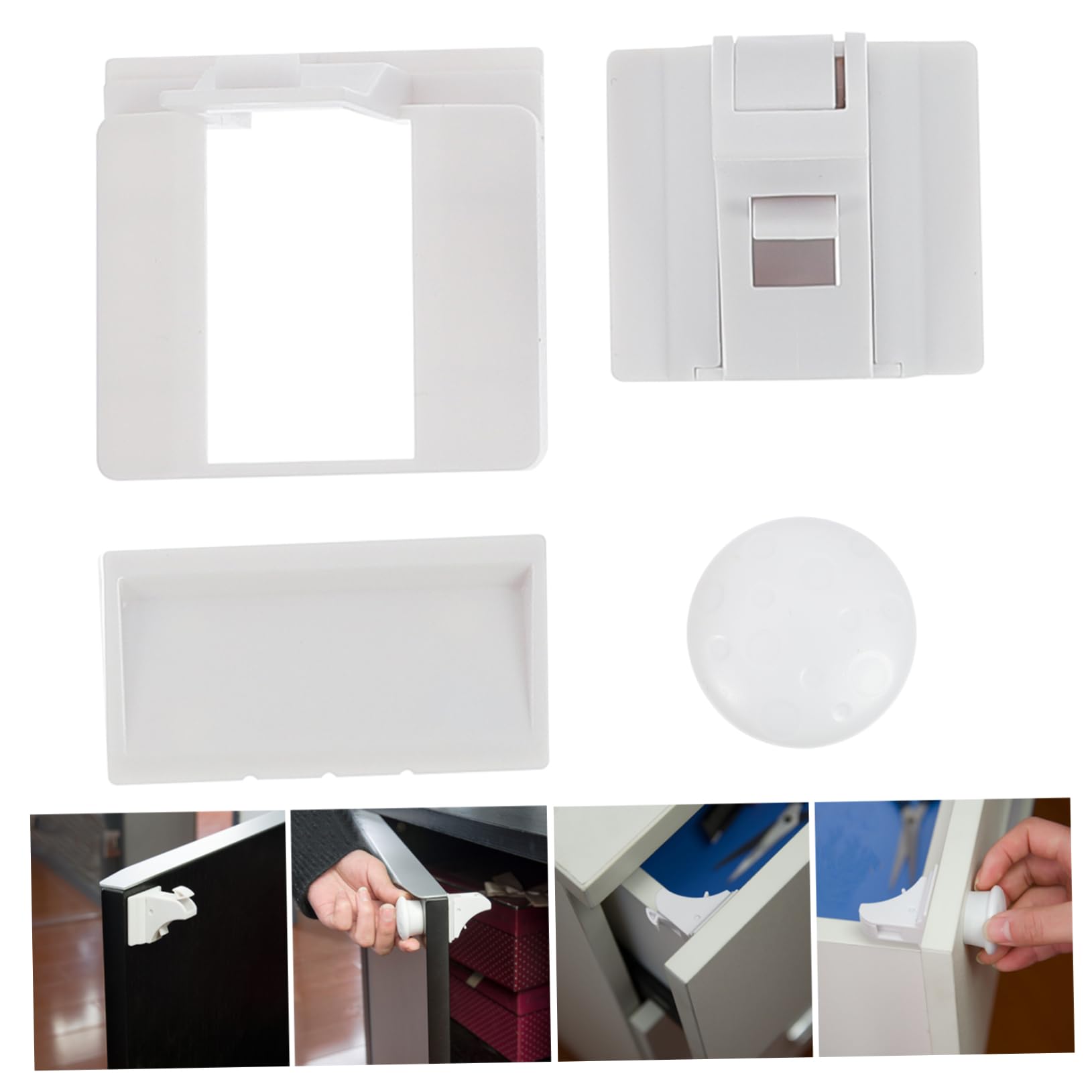 BESTonZON 10 Piezas bloqueo para niños cerradura iman door lock cerradura magnética invisible cerraduras magnéticas de seguridad para armarios cerradura del cajón cerradura de cajón adhesiva