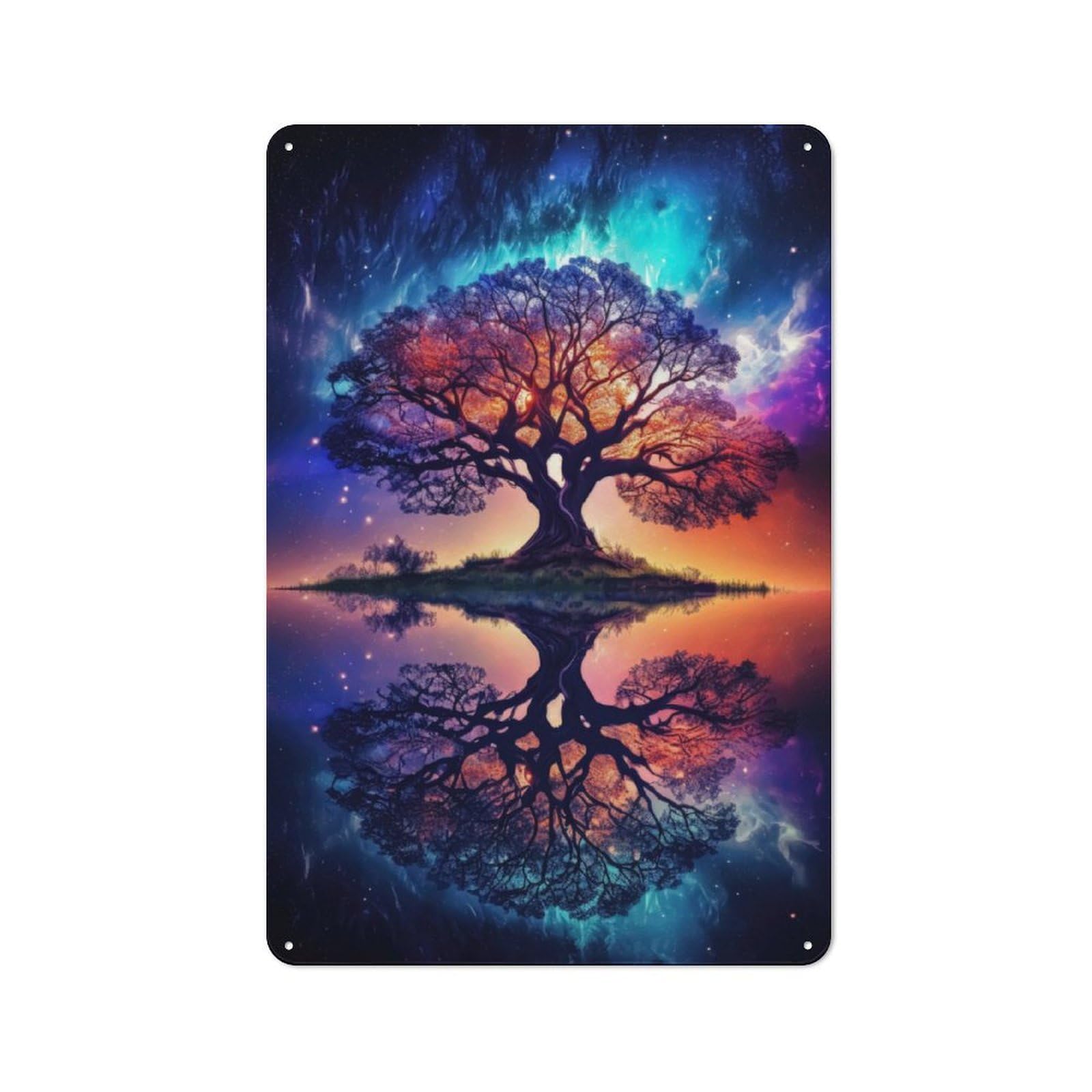 Junmoney Vibrant Tree Of Life Art Metal Sign 30X20cm With For Workshop Wall, Rustic Decor, For Collectors Decorating Workshops And Hobby Rooms