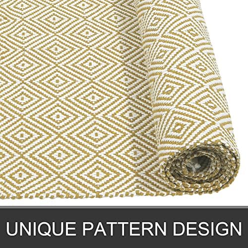 Pauwer Cotton Area Rug Reversible Indoor Carpet Runners Rug Machine Washable Hand Woven Hall Runner for Entrance Kitchen Laundry Living Room