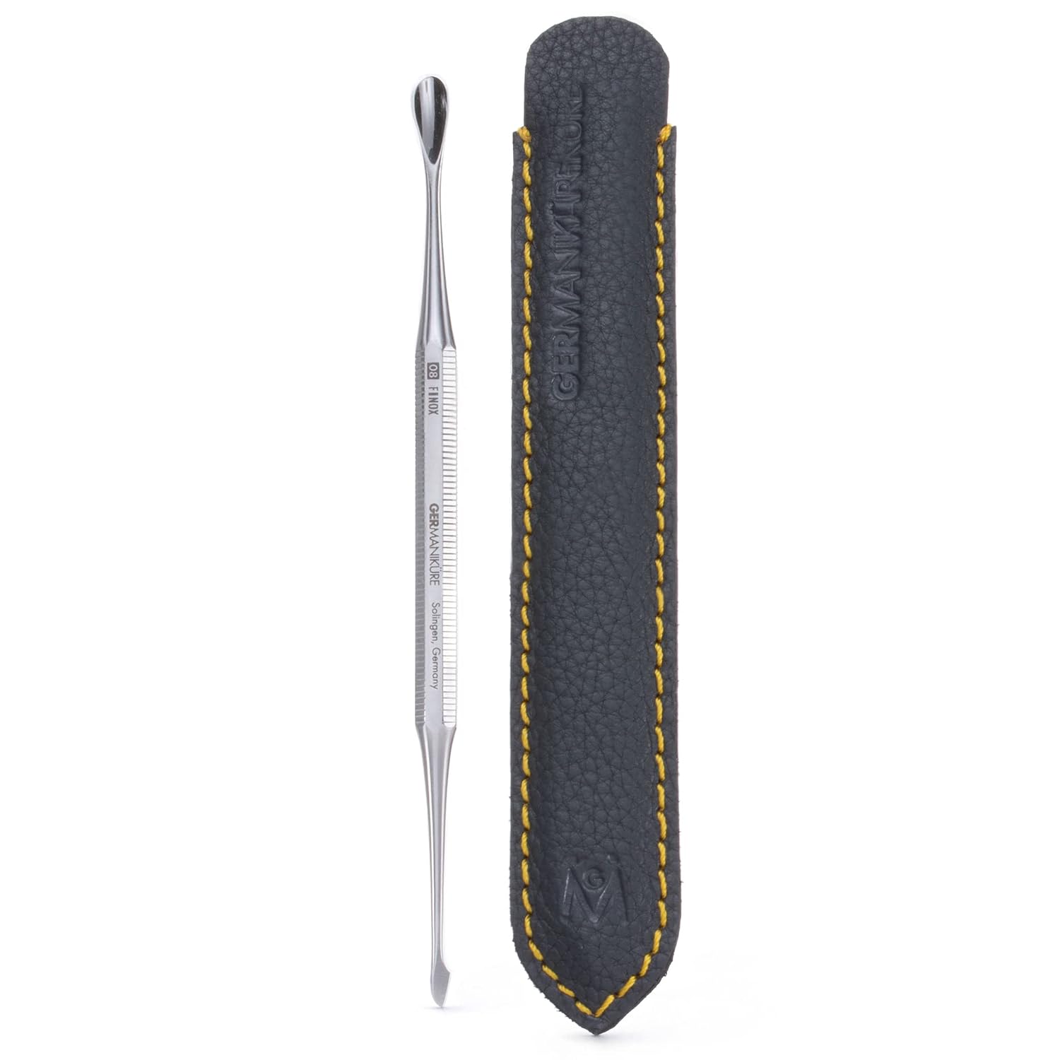 GERMANIKURE Nail Knife & Cuticle Pusher Manicure Implement in Leather Case, Made in Solingen Germany