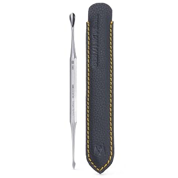 GERMANIKURE Nail Knife & Cuticle Pusher Manicure Implement in Leather Case, Made in Solingen Germany