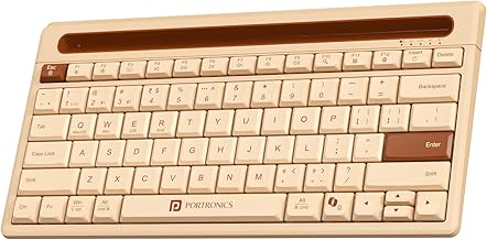 Portronics Bubble Dock 2.0 Wireless Keyboard with Bluetooth + 2.4 GHz USB Receiver, Height Adjustment, Multimedia Hotkeys,