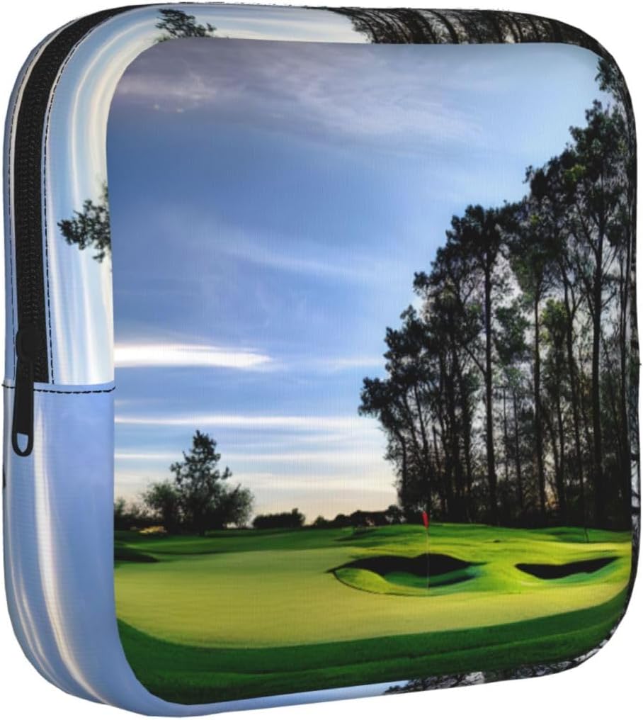 Golf Course And Tree Print Women Period Bag Sanitary Pouch Portable Pad Pouch Tampon Holder Small Zipper Pouch Storage Bag
