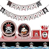  JeVenis 33 PCS Piratengeburtstagsfeier liefert Piratenpartyplatten Piratengeburtstagsbanner
