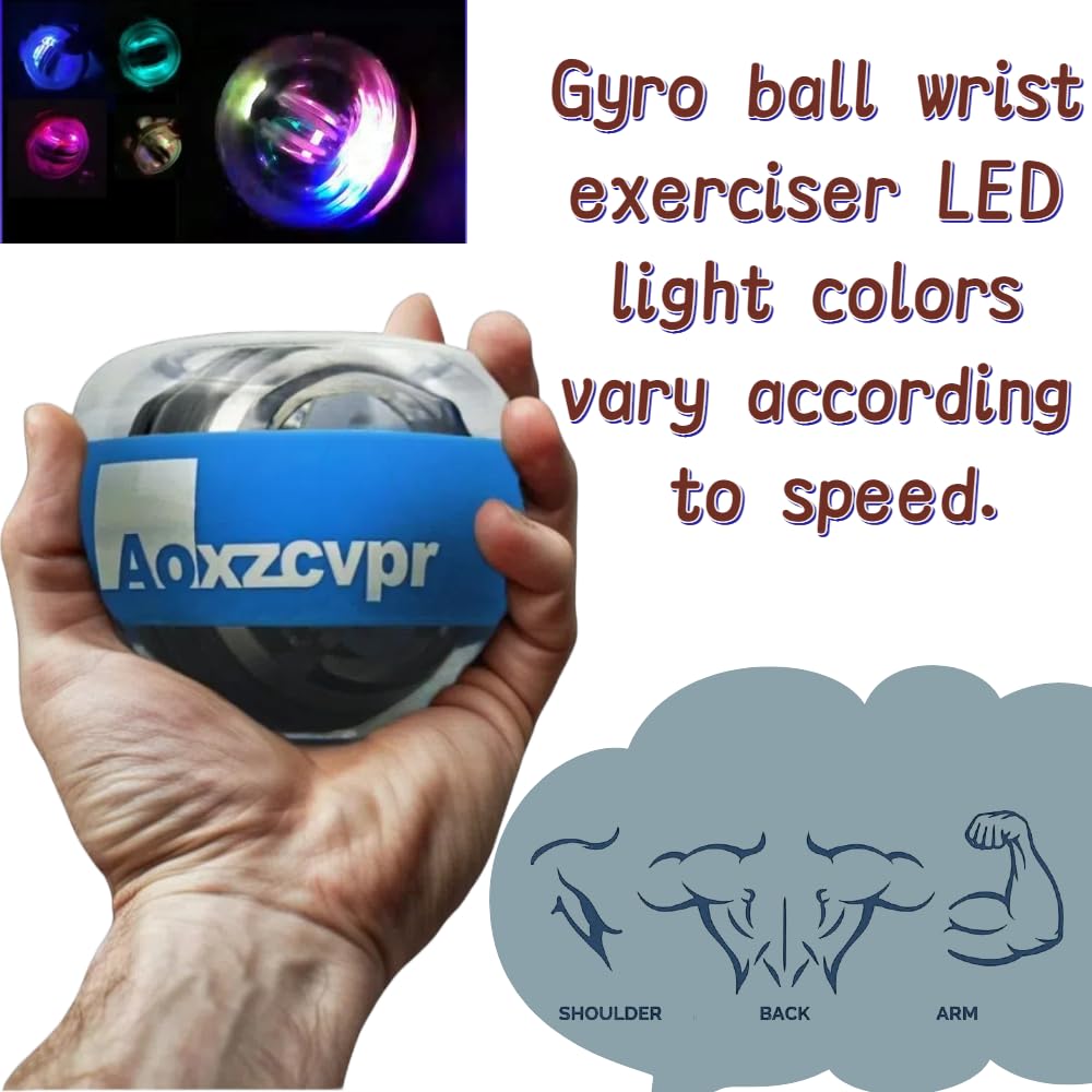 Power Wrist Ball Auto Start Gyro Gyroscope Torque Ball with LED Lights for Hand Trainer for Sports Enthusiasts.