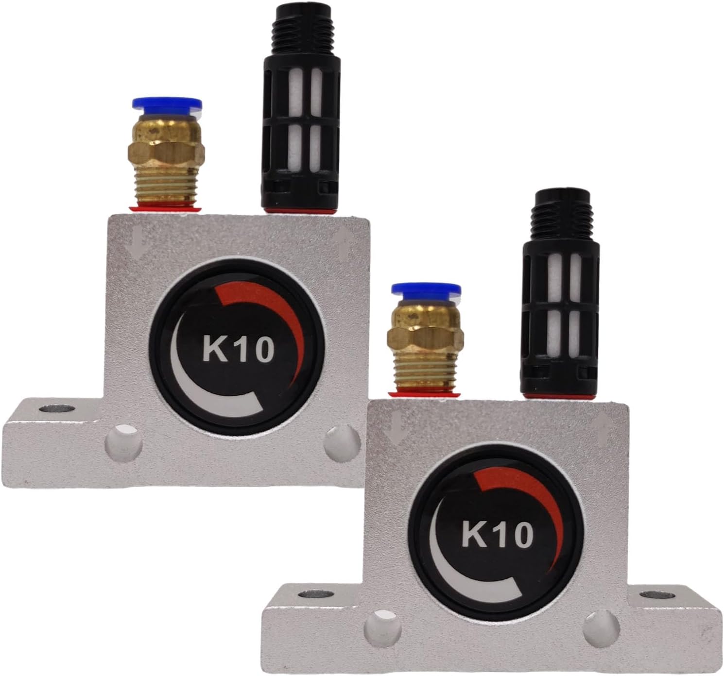 (4-Pcs) K10 K 1/4'' Industrial Air Vibrator, Pneumatic Vibrator Ball Type Air Turbine Vibrator with Muffler, power tool replacement parts
