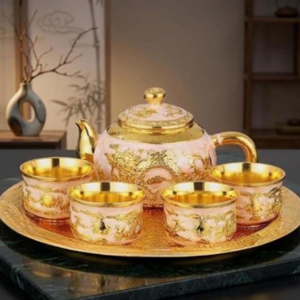 Tee Set mit Kanne 4 Tassen Tablett Chinesisch