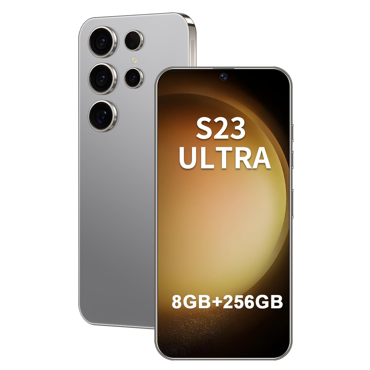 Unlocked Phone S23 Ultra Android Phone 8-core 8GB+256GB Cell Phone 6.8 inch HD Screen Mobile Phone 108MP+48MP Camera 6800 mAh Battery 4G Dual SIM (Titanium Gray)