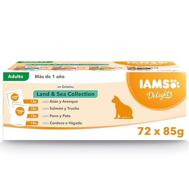 IAMS Land & Sea Collection Alimento húmedo en Gelatina, Gatos, 72x85g